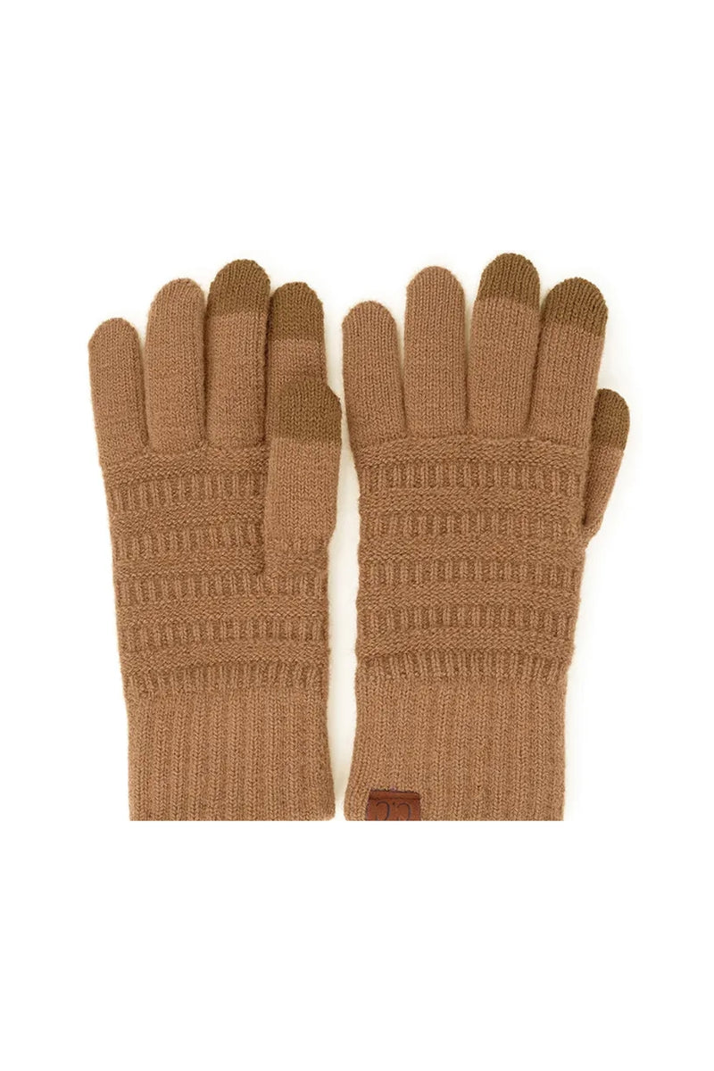 C.C Solid Ribbed Knit Glove - Nude
