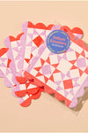 Vellum Coasters - Mod Quilt Scalloped in Red/Lilac - Set of 4