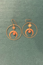 Brass Sand Sunstone Celestial Hoops