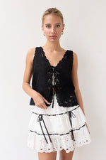 Flynn Embroidered Vest - Black