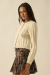 Corinne Cable Knit Cardigan - Cream