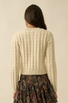 Corinne Cable Knit Cardigan - Cream