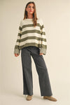 Tina Striped Sweater Olive + White