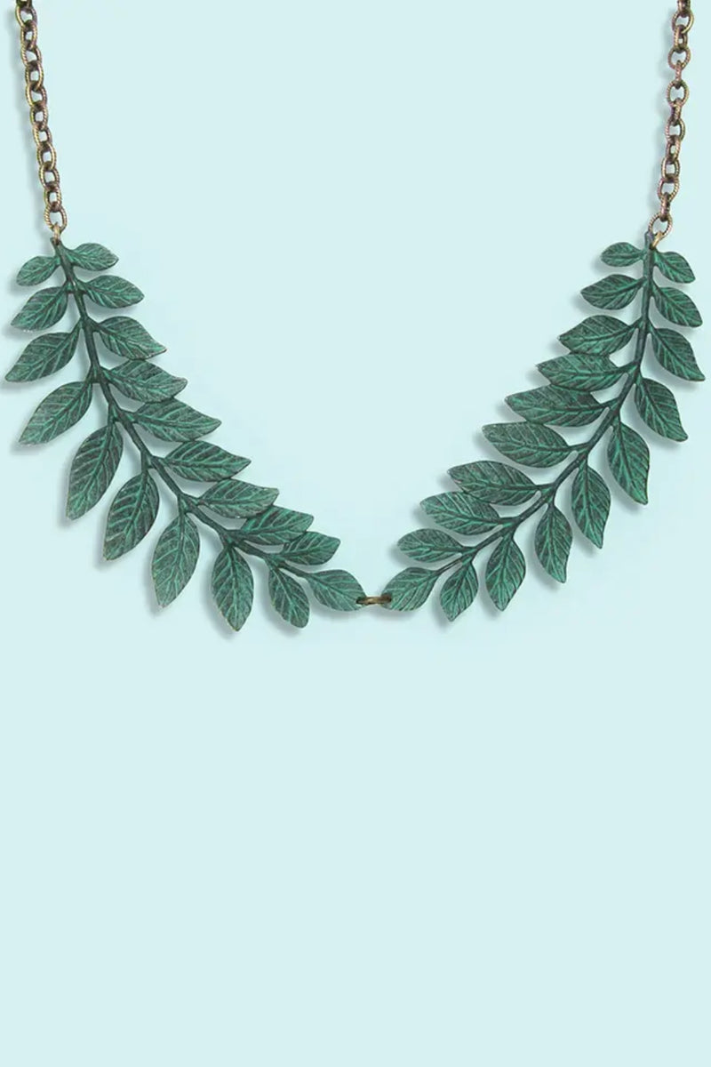 Leafy Collar Necklace - Verdigris
