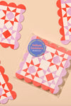 Vellum Coasters - Mod Quilt Scalloped in Red/Lilac - Set of 4