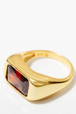 Larissa Loden Chunky Bezel Ring - 18K Gold Plated Red