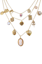 Vintage Rose Charm Layered Necklace