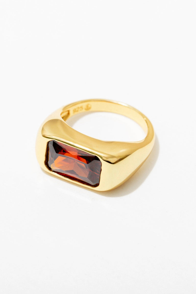 Larissa Loden Chunky Bezel Ring - 18K Gold Plated Red