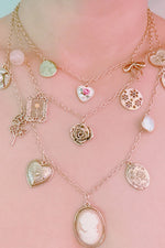 Vintage Rose Charm Layered Necklace