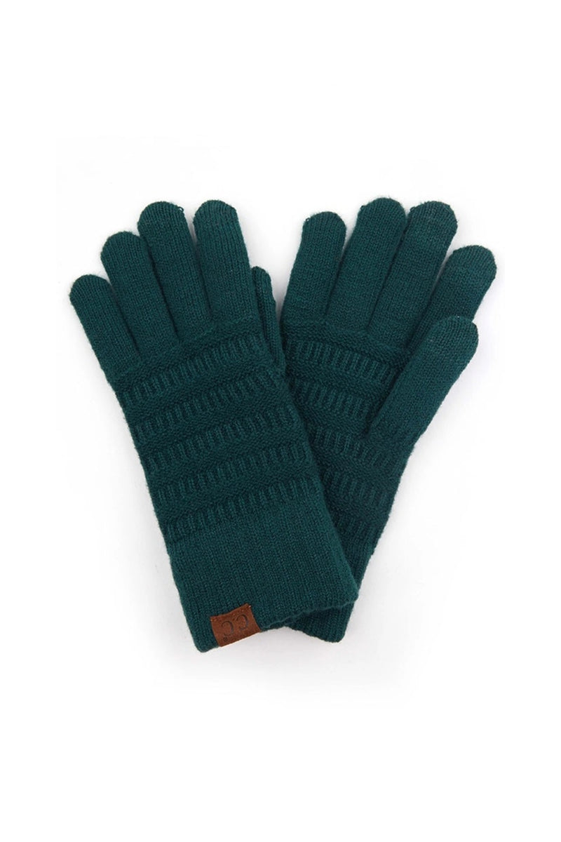 C.C Solid Ribbed Knit Glove - Deep Pine