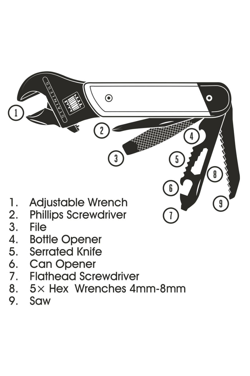 Wrench Multi-Tool with Wood Handle