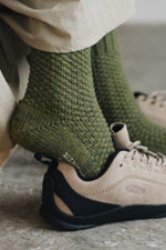 Wool Cotton Boots Socks - Moss Green