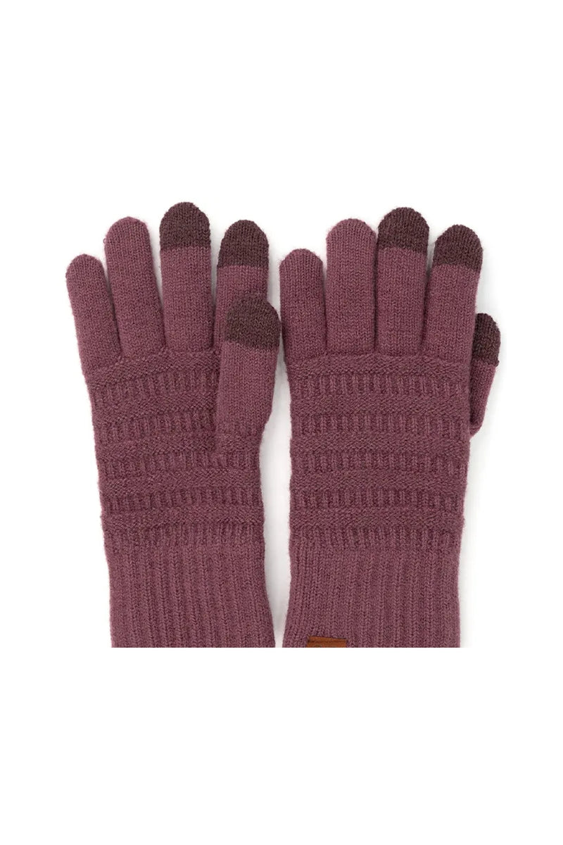 C.C Solid Ribbed Knit Glove - Coco Berry