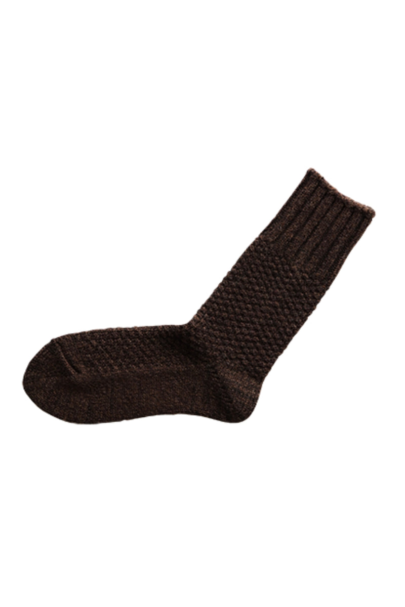 Wool Cotton Boots Socks - Brown