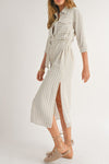 White Sand Shirt Midi Dress