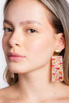 Beaded Handwoven Poppy Flower Fringe Earrings