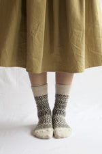 Wool Jacquard Socks - Oatmeal