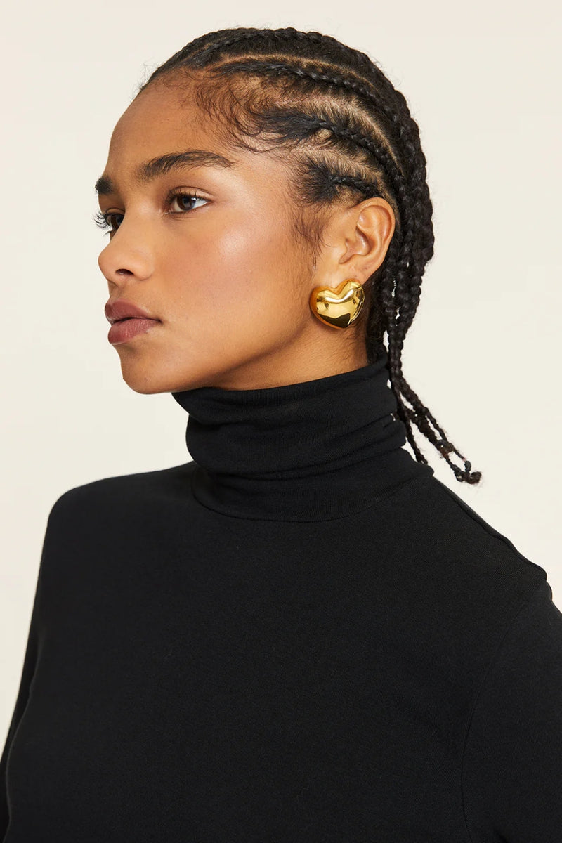 Pepaloves Turtleneck Knit Top - Black
