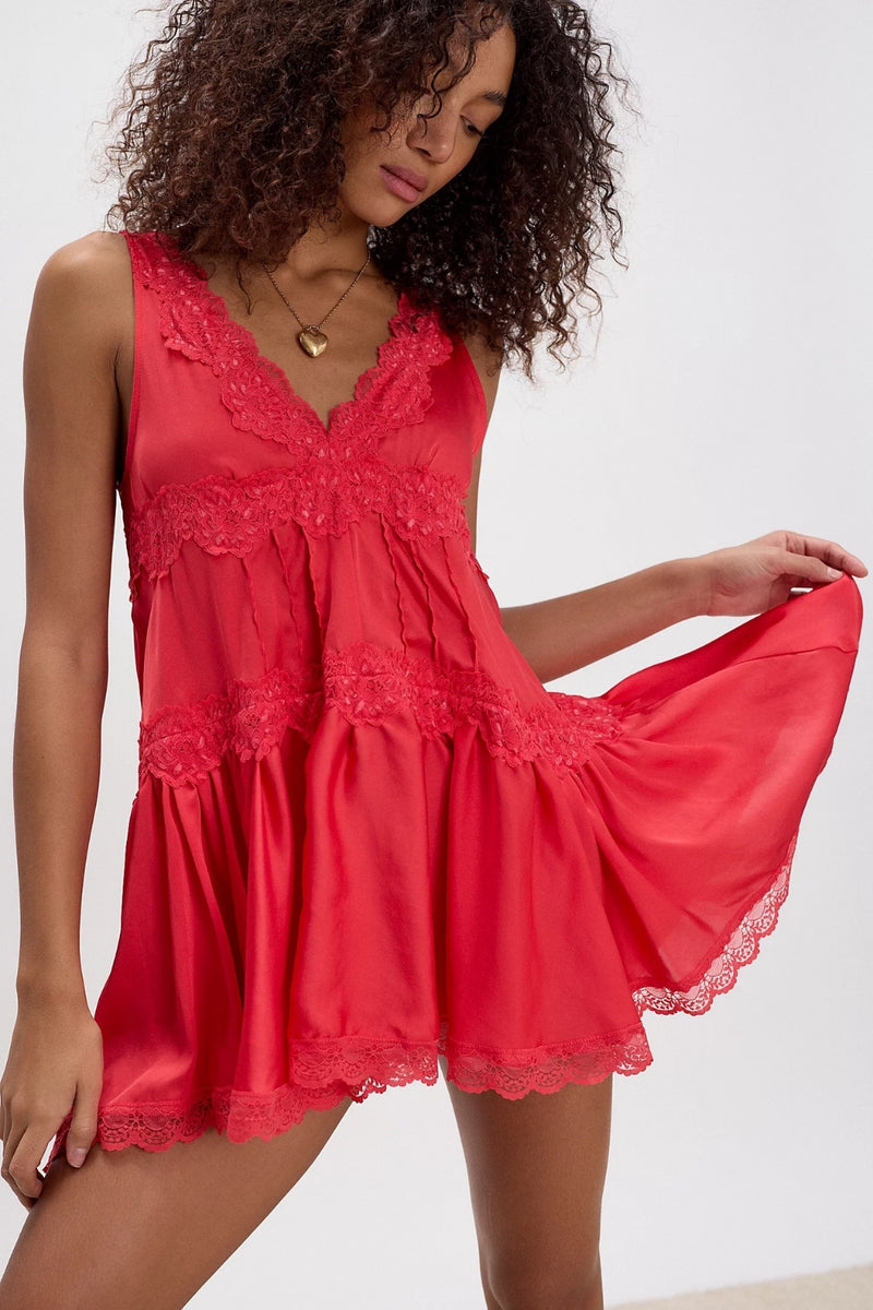 Free People In The Groove Mini Slip - Poppy Red