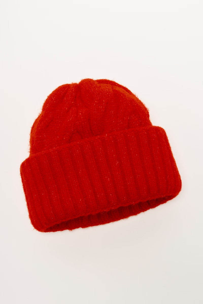 Free People Coast Line Beanie - Bright Red