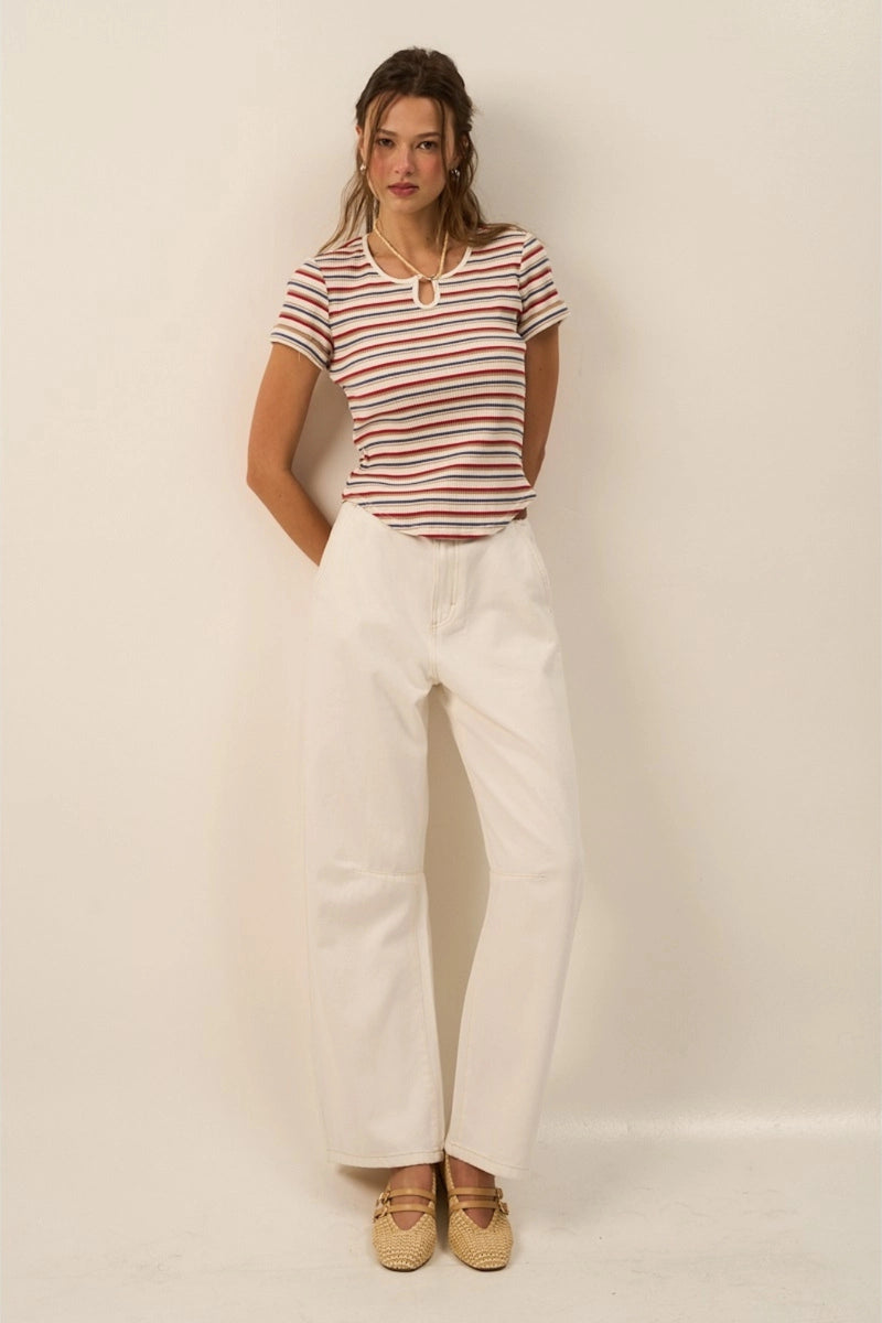 Lily Striped Knit Top - Red/Blue Combo