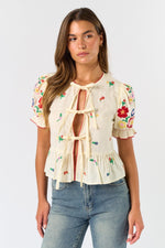 Emilia Embroidered Top Cream/Multi