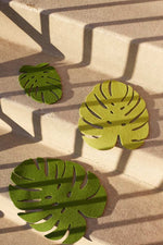 Graf Lantz Merino Wool Felt Large Monstera Leaf Trivet - Loden Green