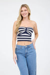 Calista Strapless Knit Top - Navy