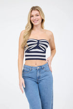Calista Strapless Knit Top - Navy