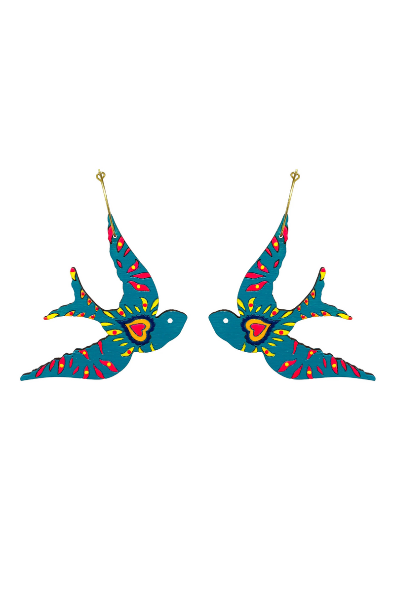 Le Chic Miami Turquoise Sparrow Hoop Earrings