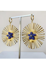 Bammm Blue Vintage Flower Dangle Earrings