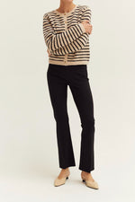 Riley Button Down Cardigan - Oatmeal/Black