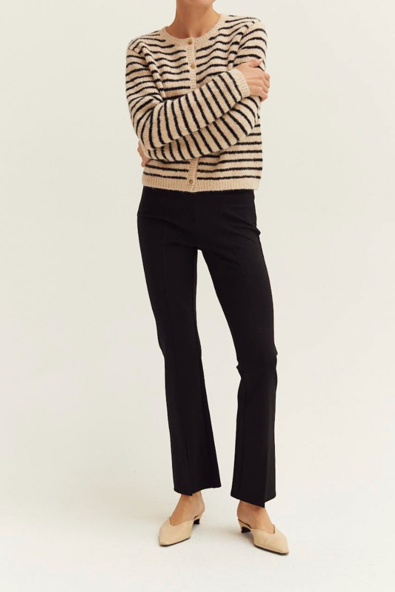 Riley Button Down Cardigan - Oatmeal/Black