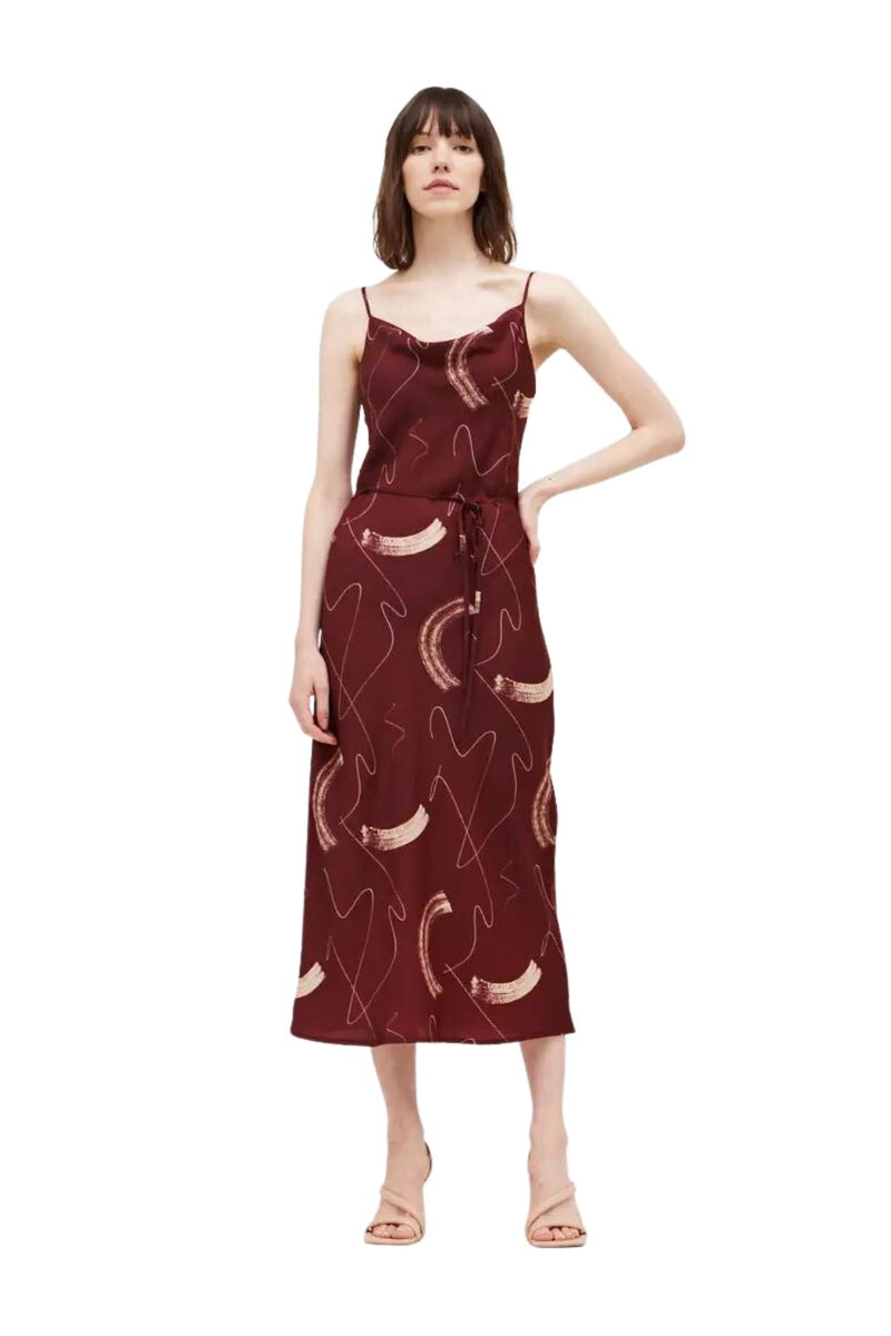 Penelope Satin Slip Dress - Vino