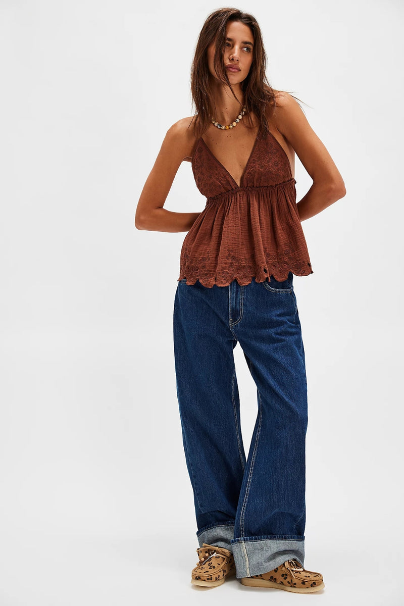 Free People Sunny Daze Cami - Chocolate