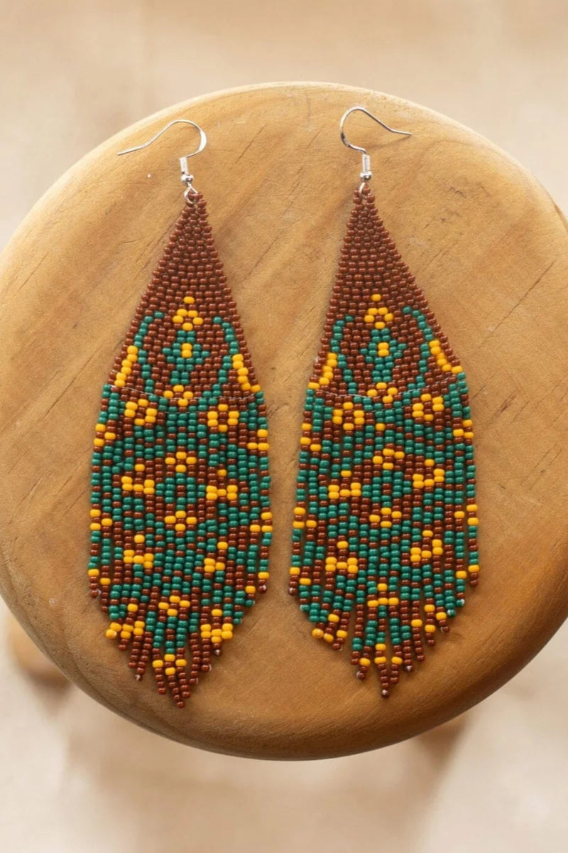 Autumn Leaf Beaded Earring