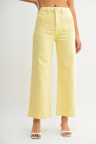 Just Black Denim Patch Pocket Wide Leg - Sunshine Yellow