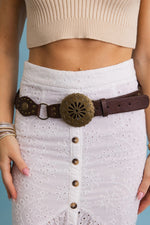 Western Concho Medallion Belt with Antiqued Metal Accents