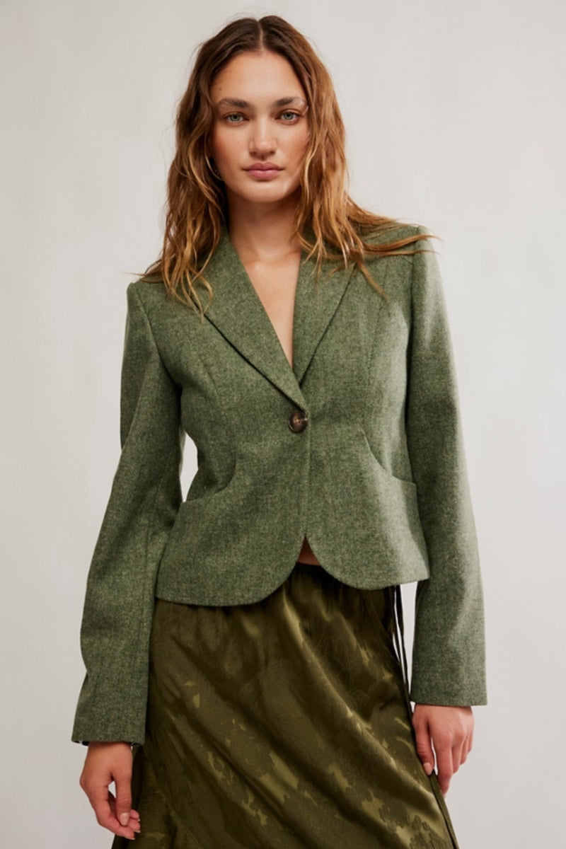 Free People Whip Smart Blazer - Forest Green