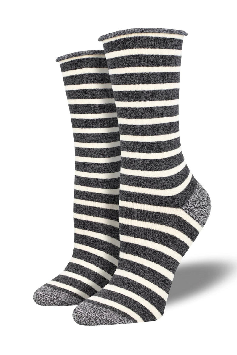 Socksmith Women's Bamboo Socks - Charcoal/White Sailor Stripe