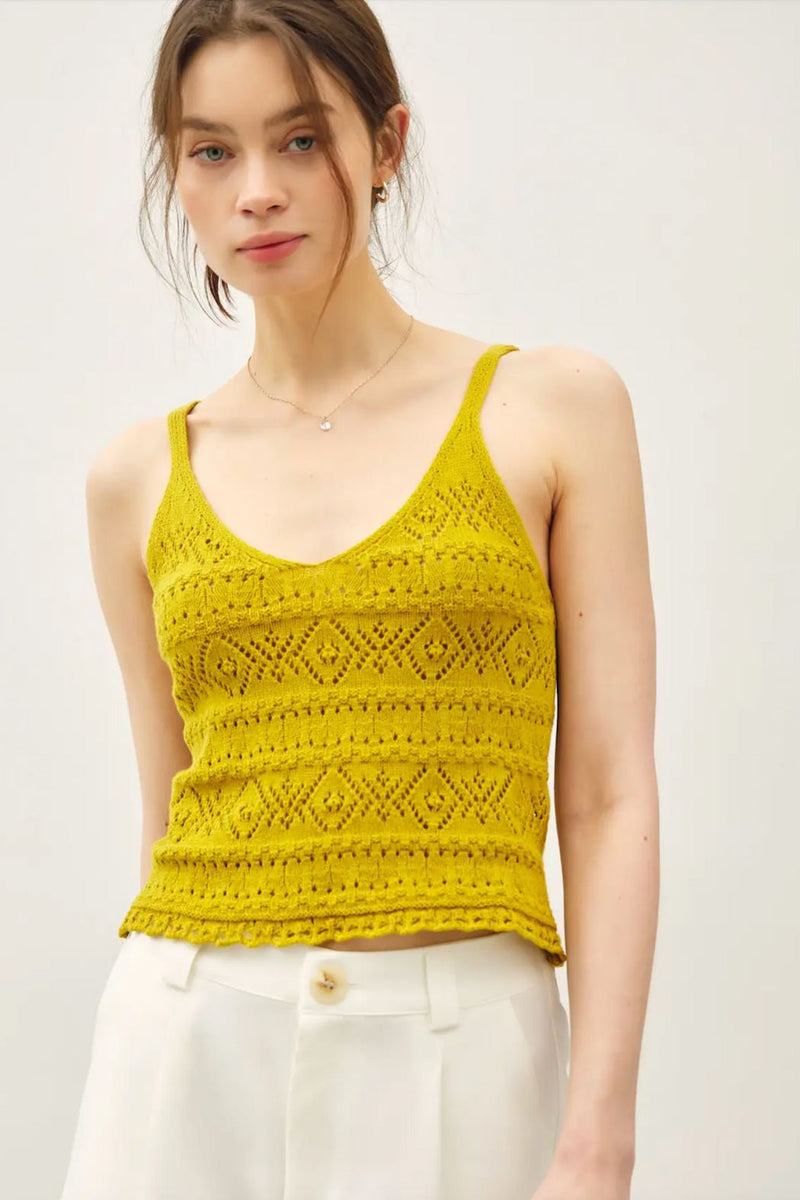 Luna Crochet Knit Tank - Ochre