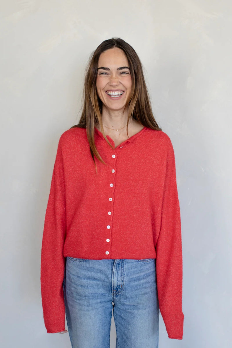 Piper Button Up Cardigan Red