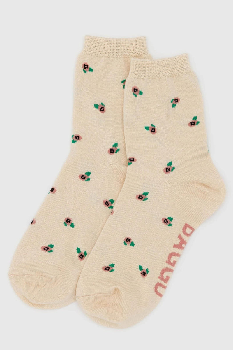 Baggu Crew Sock Cream Rosette