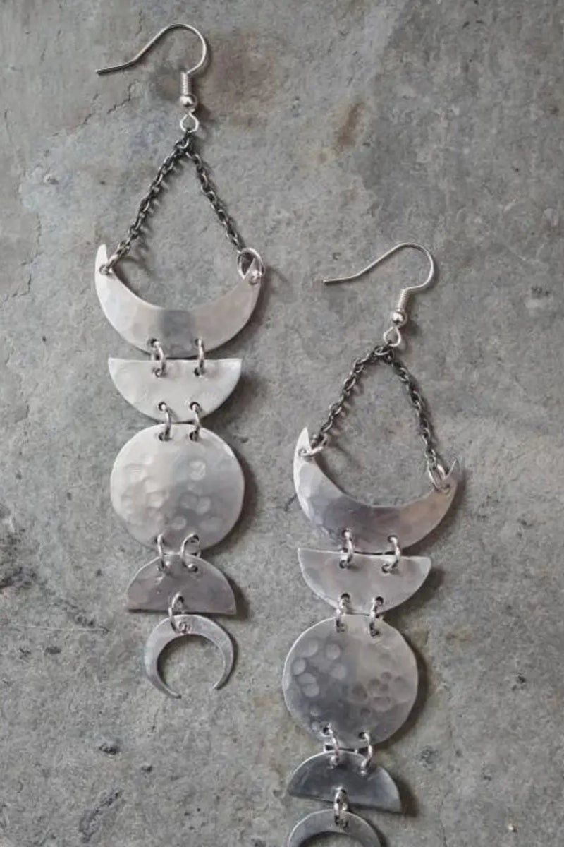 Large Full Moon Phase Earrings - Aluminum