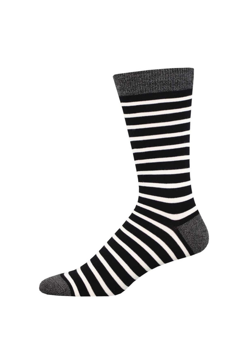 Socksmith Men's Bamboo Socks - Black/White Sailor Stripe