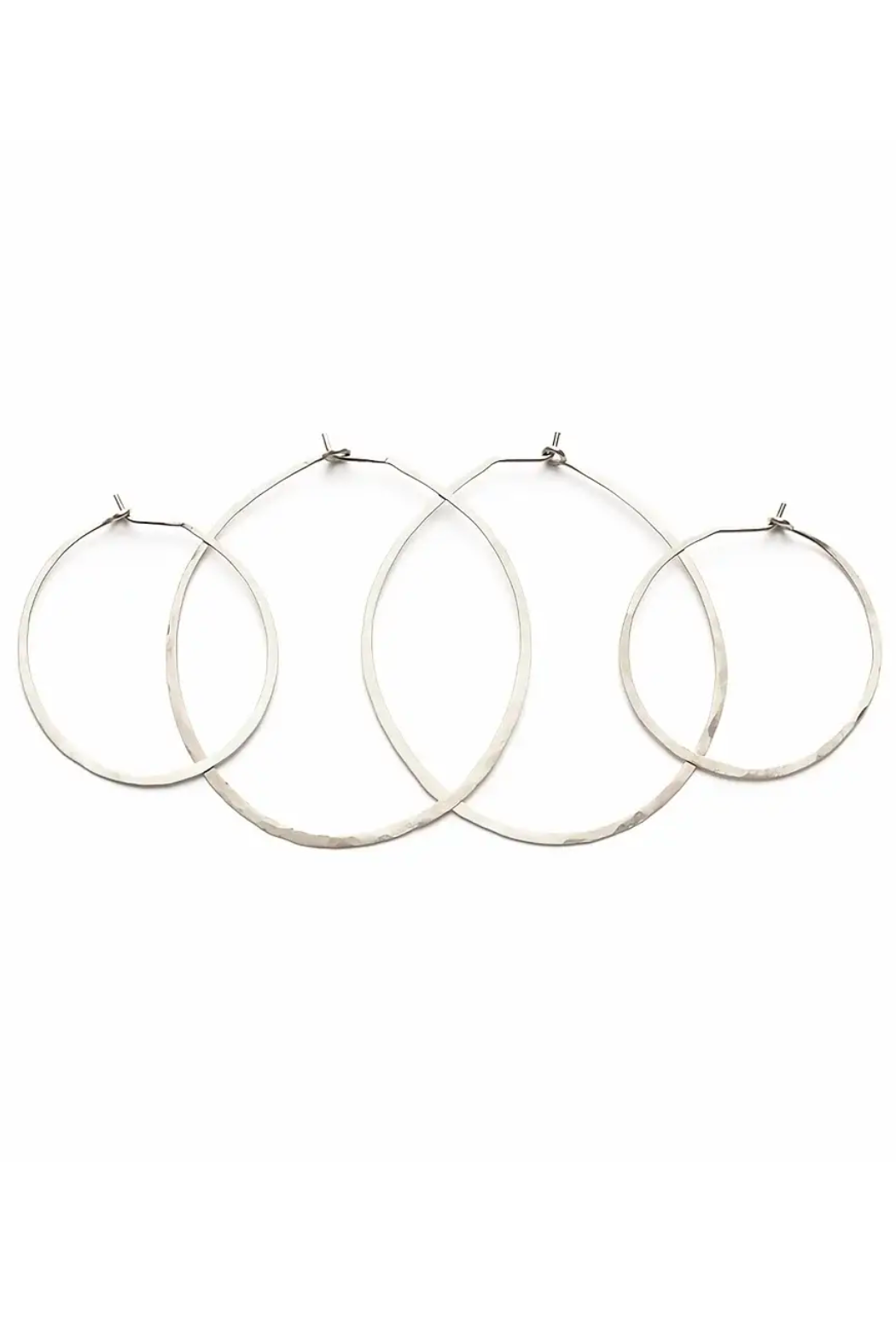 Mind's Eye Design Sterling Silver Hand Formed Hoops - 1.5