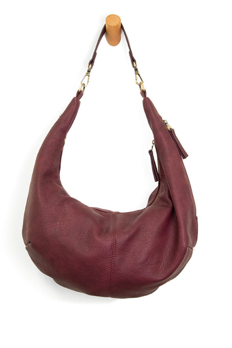 Rhea Slouchy Crescent Shoulder Bag Plum