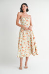 Melody Midi Dress - Cream Multi