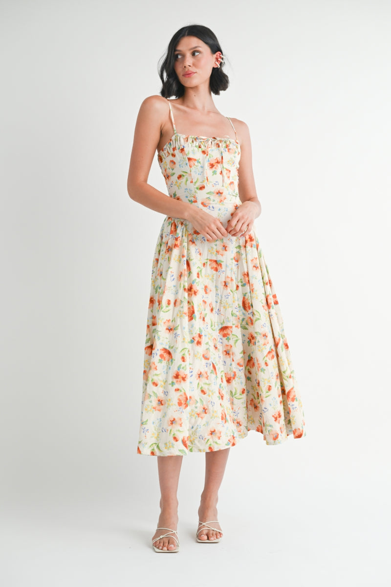 Melody Midi Dress - Cream Multi