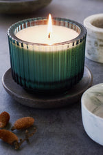 Roland Pine Forest Green Ribbed Glass Candle